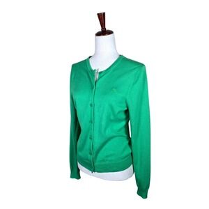 Lilly Pulitzer Cardigan MED Green Cotton Button Preppy Classic White Label VTG